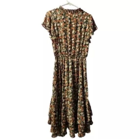 Kori Womens Boho Floral Sheer Dress Multi-Color V-Neck  Size Small - Picture 4 of 4